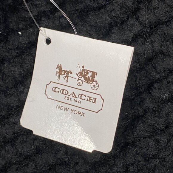 Coach Black Wool & Cashmere chunky Cable Knit fisherman Infinity Scarf neutral - Picture 5 of 10